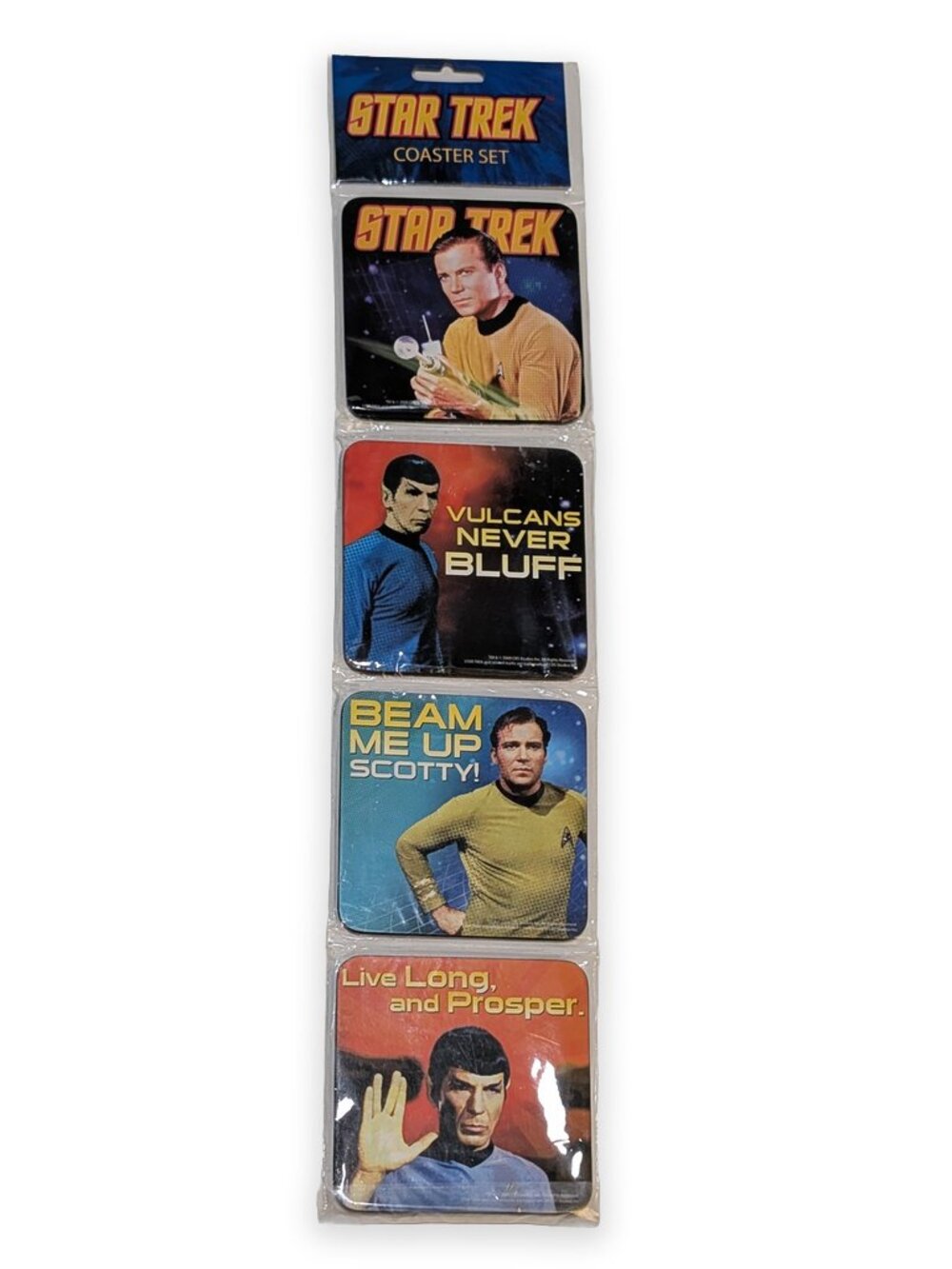 New NOS Star Trek Sci-Fi Coaster 4-Pack Star Trek Bioworld Kitchen and Bar Gift